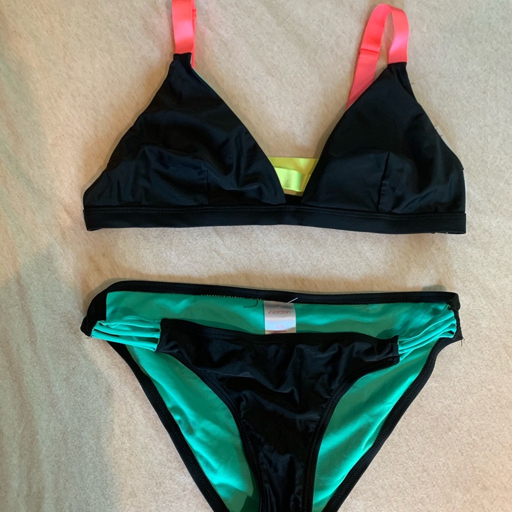 Black with Neon Accents Bikini Set